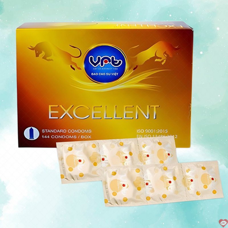 Bao cao su VRT Excellent mỏng trơn hộp lớn 144 cái giá tốt 