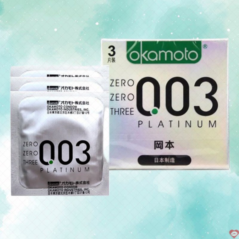 Bao cao su Okamoto 0.03 Platinum hộp 3 chiếc