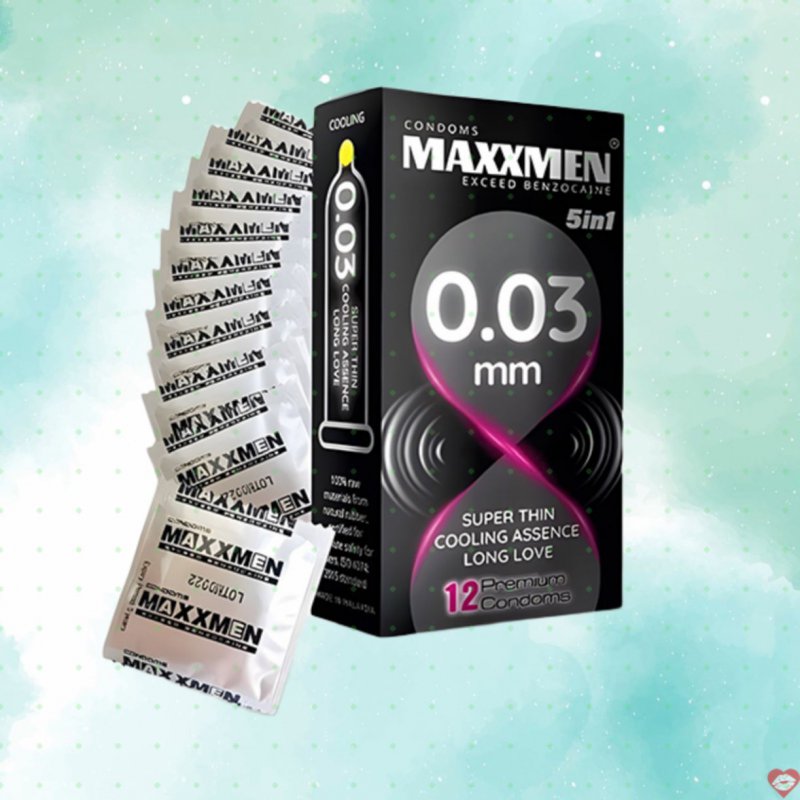 Bao cao su Maxxmen 5in1 0.03mm siêu mỏng kéo dài - 12c