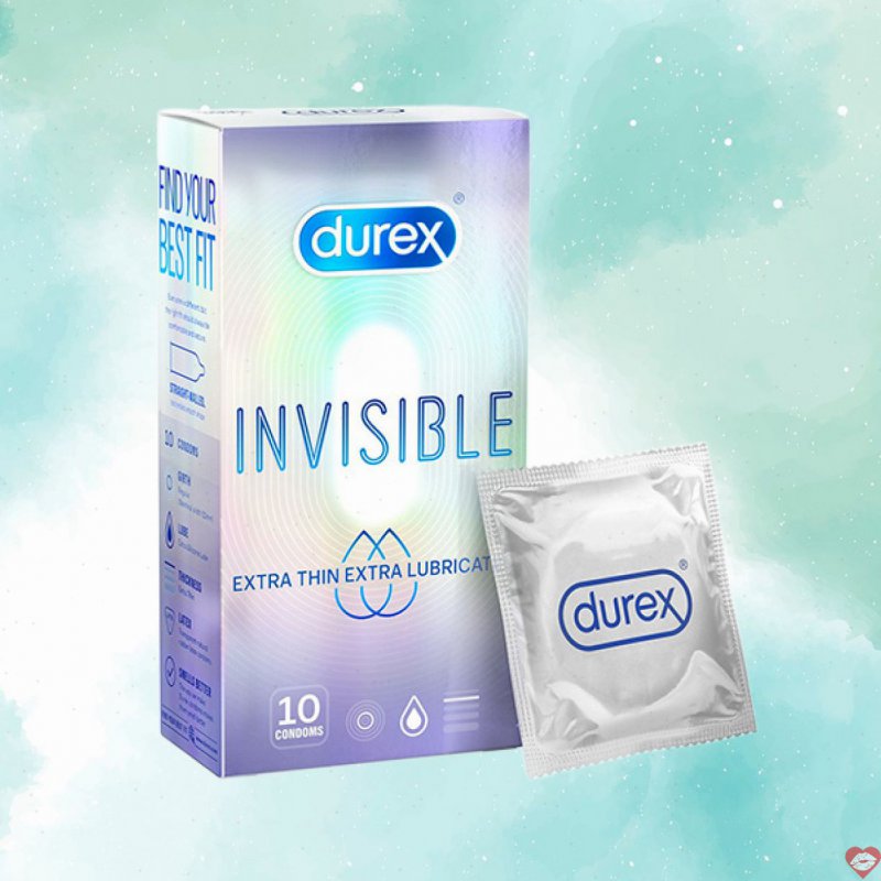 Durex Invisible Extra Thin Extra Lubricated hộp 10c - nhiều gel hơn