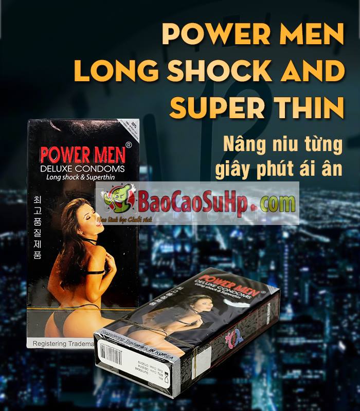 Bao Cao Su Power Men 2in1 Siêu Mỏng Tạo Cảm Giác Chân Thật