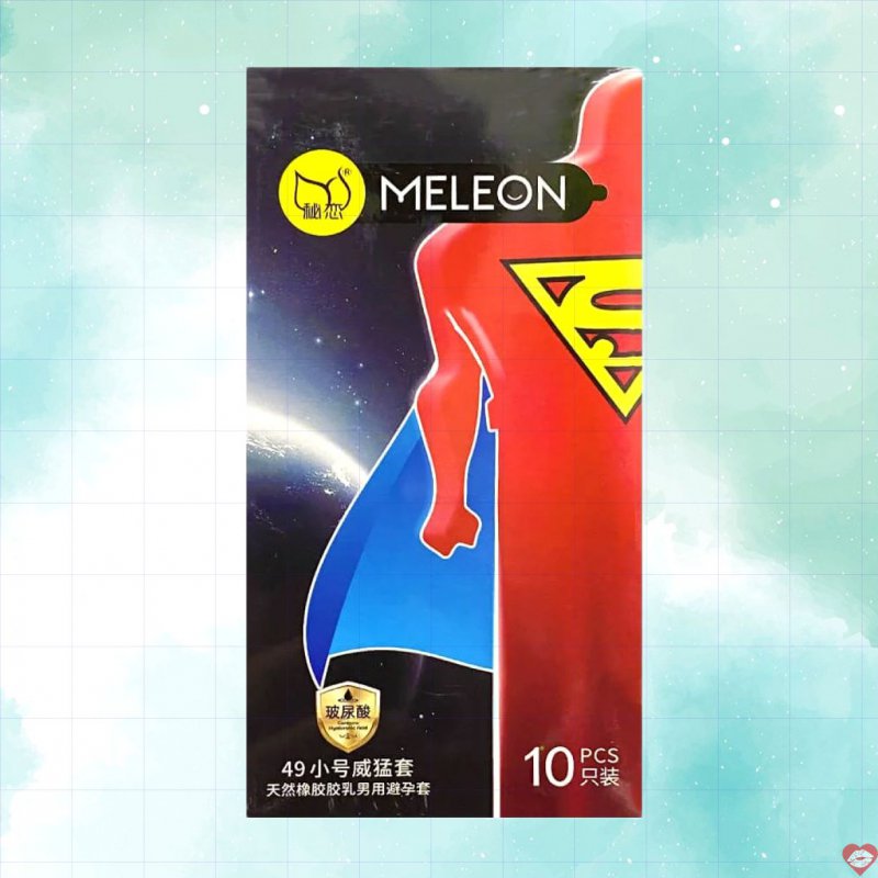 Bao cao su Meleon Supermen 49mm gel HA tăng khoái cảm hộp 10 cái 