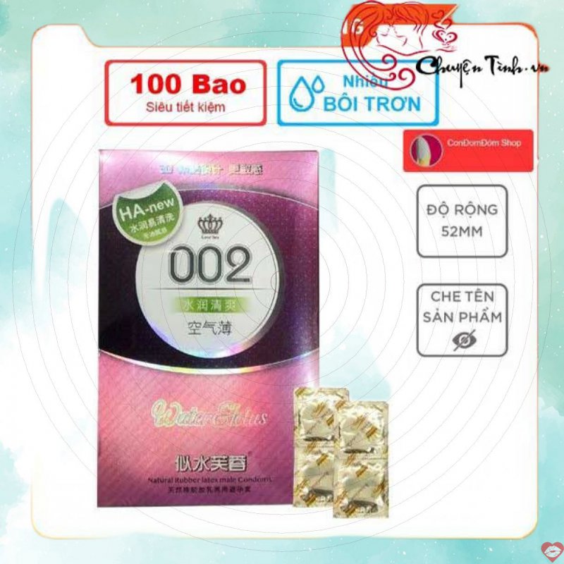 Bao cao su HA 002 Water Lotus siêu mỏng gel bôi trơn dịu nhẹ 