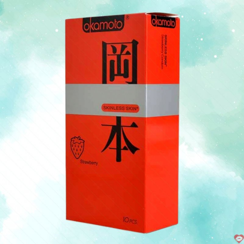 Bao cao su Okamoto Skinless Skin hương dâu mỏng siêu chất lượng 