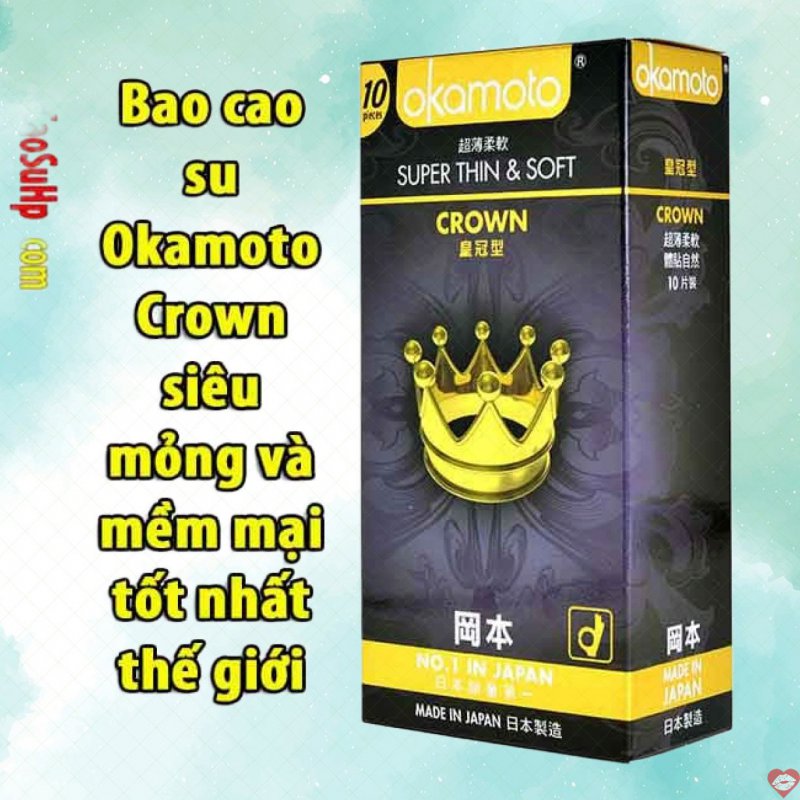 Bao cao su Okamoto Crown siêu mỏng mềm mại an toàn 