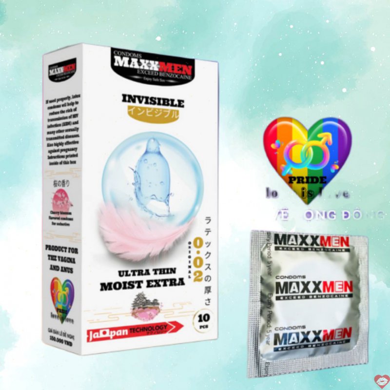 Bao cao su size 49mm Maxxmen Invisible 002 công nghệ NHẬT BẢN siêu mỏng gel silicone