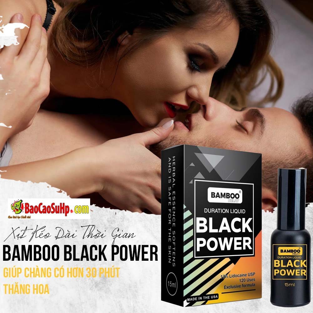 Chai xịt kéo dài Bamboo USA Black Edition 15ml 13% chính hãng an toàn