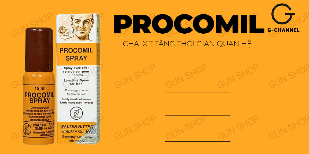  Phân phối Chai xịt Đức Procomil - Kéo dài thời gian - Chai 15ml hàng xách tay