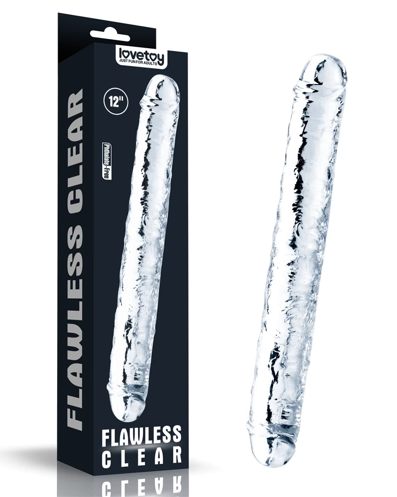 Lovetoy Flawless Clear Double dương vật hai đầu trong suốt mềm 