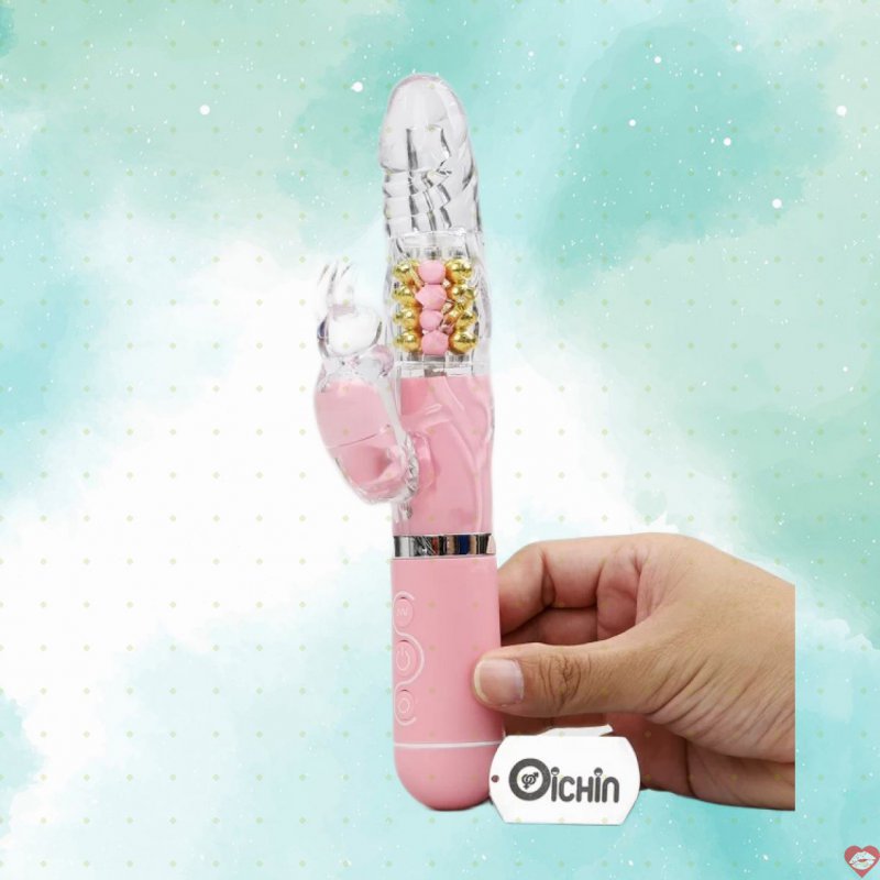 Pink Rabbit rung xoay đa chế độ pin sạc silicone y tế cao cấp 