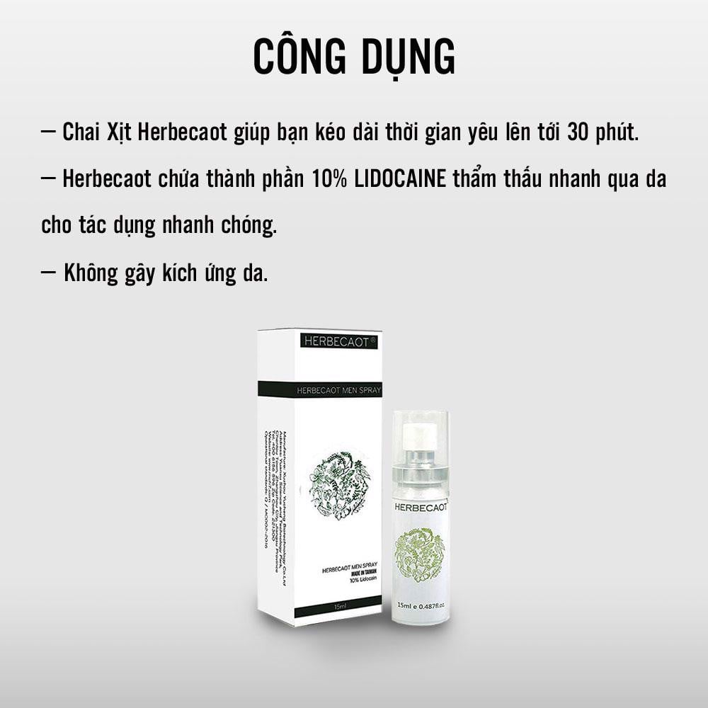 Chai xịt Đài Loan Herbecaot - Kéo dài thời gian - Chai 15ml