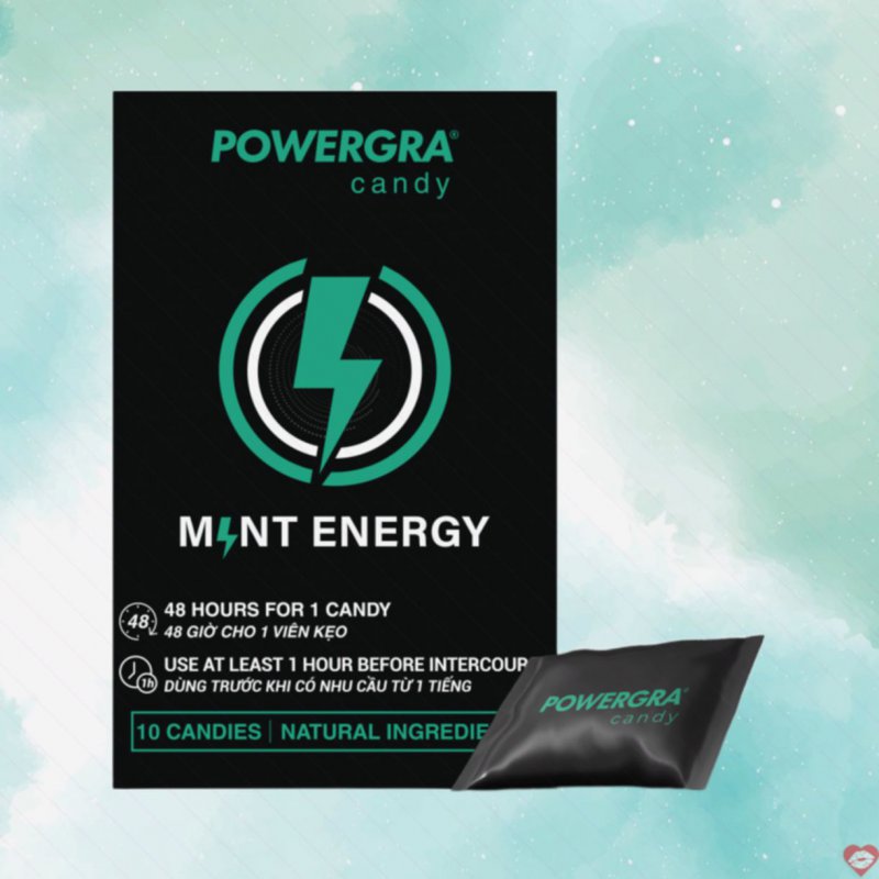 Kẹo bạc hà Powergra Mint Energy tăng cường sinh lực Nam Hộp 10 viên 