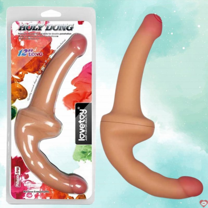 Dương vật giả hai đầu Lovetoy cho les rung mạnh silicon mềm 