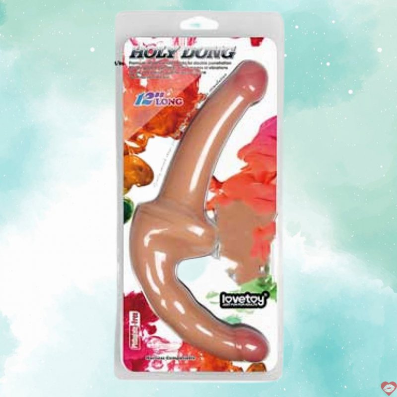 Dương vật silicon Lovetoy hai đầu mềm mại rung cho les nữ đồng tính 