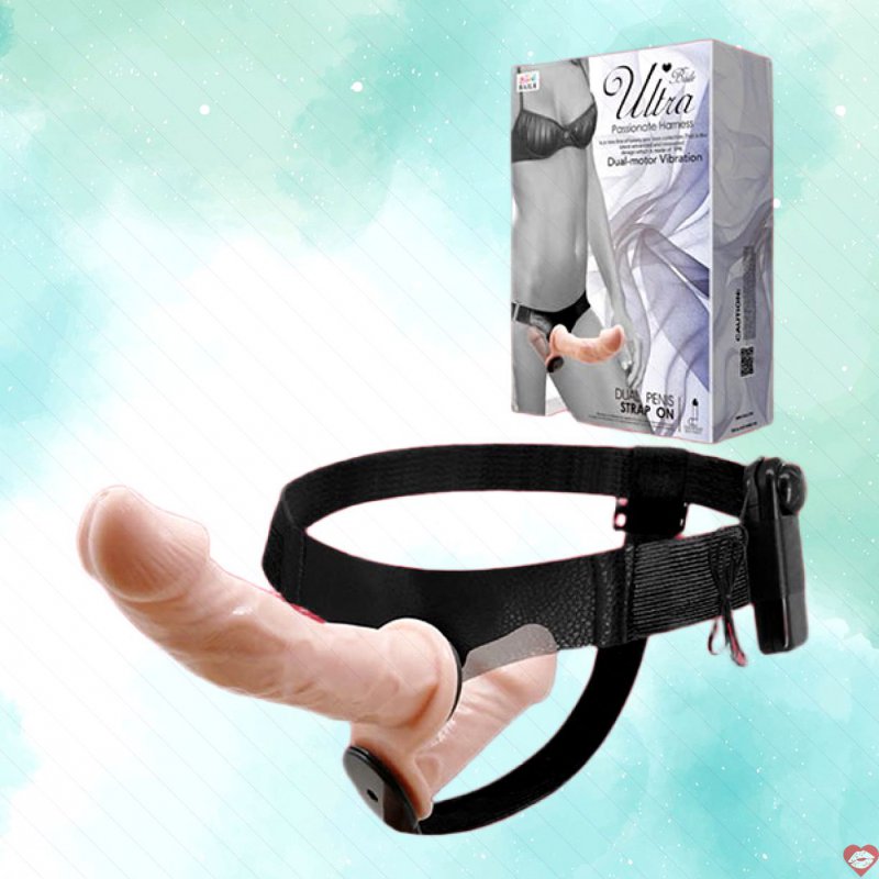 Dương vật giả 2 đầu gắn dây đeo cho les Baile size lớn silicon y tế 