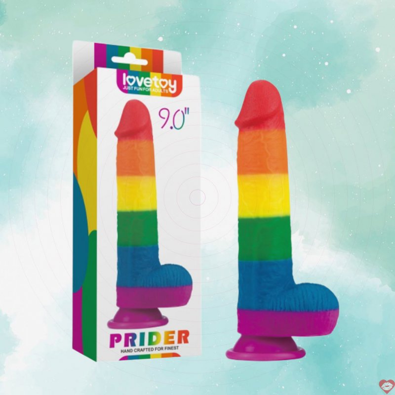 Dương vật giả dính tường Lovetoy Prider 9.0 đa sắc rung mạnh 