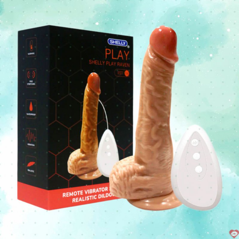 Dương vật giả dính tường Shelly Play Raven rung nhiệt chân thực 