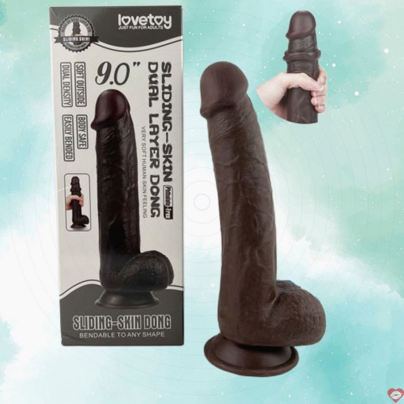 Dương vật giả Lovetoy da đen 9 inch cao cấp kích thích cực mạnh 