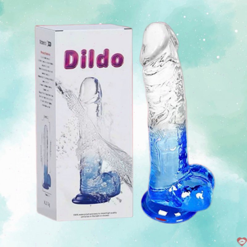 Dương vật giả hít tường trong suốt phối xanh nước biển Shaki