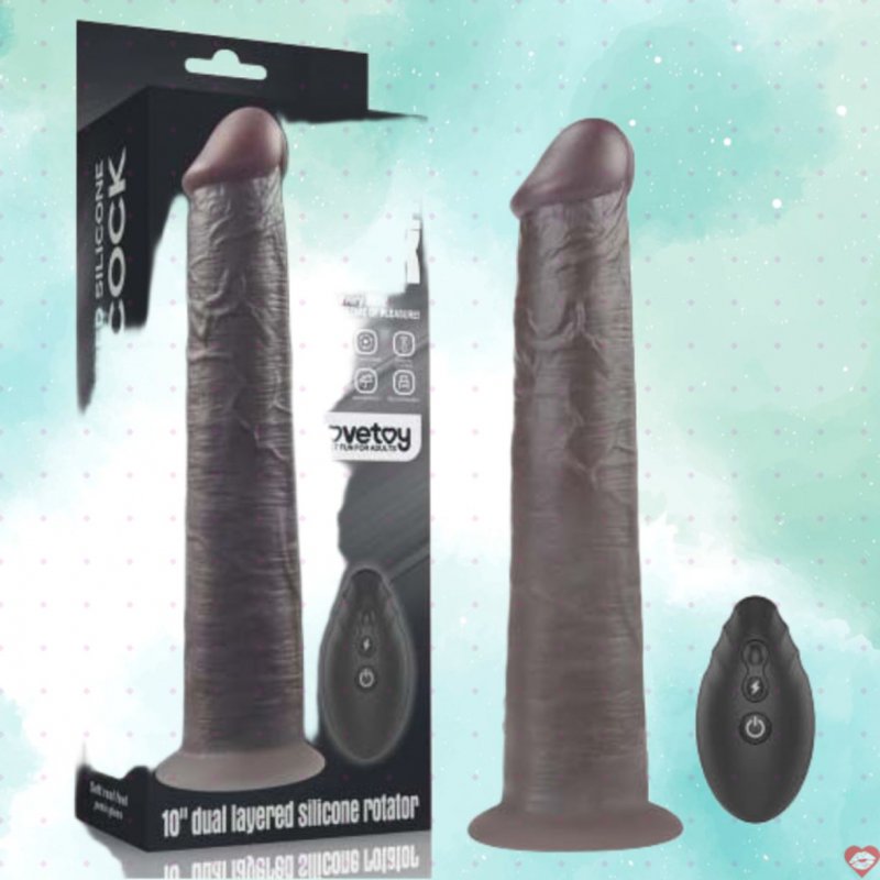 Dương vật giả Lovetoy USA 10” Dual Layered Silicone Rotator Black