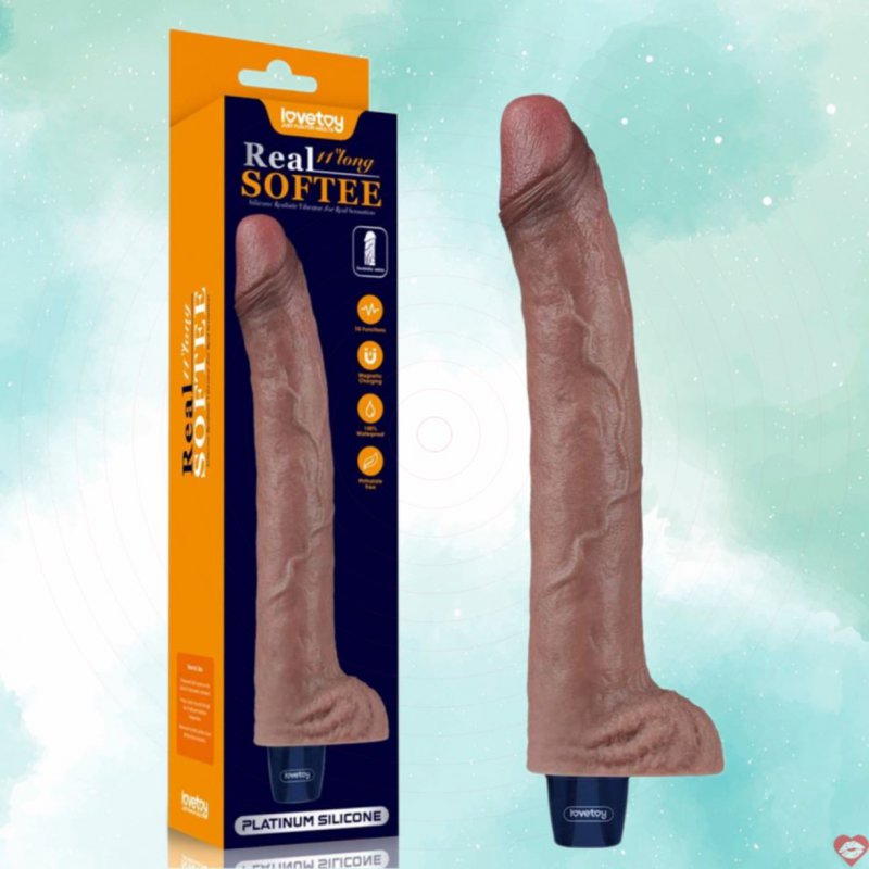 Dương vật giả Lovetoy USA rung silicon có thể sạc lại 11″ REAL SOFTEE LV430224