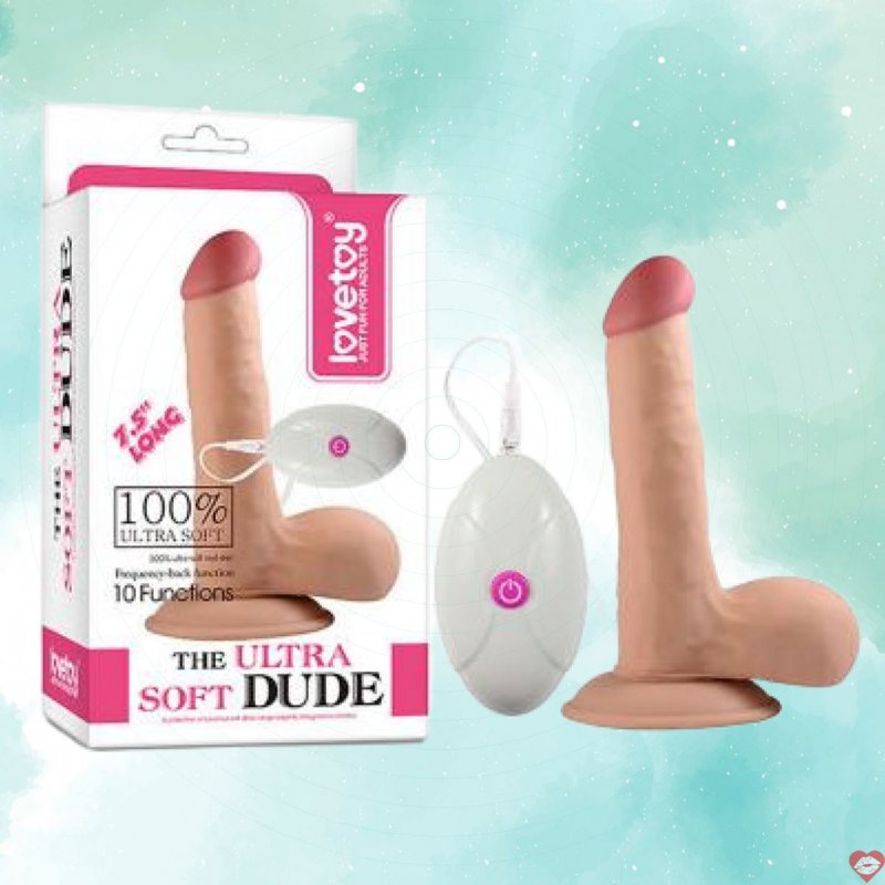 Dương Vật Dán Tường Silicon Mềm Mịn Có Rung 7 Chế Độ - Lovetoy Ultra Soft Dude