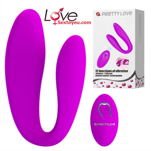 Máy rung chữ C cặp đôi Prettylove điều khiển xa nhiều chế độ rung