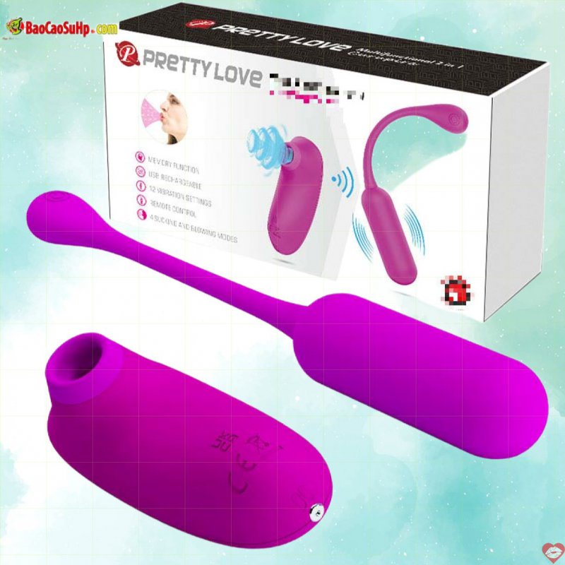 Bộ trứng rung 2 quả gồm trứng rung dài và trứng hút thổi Prettylove Curupira