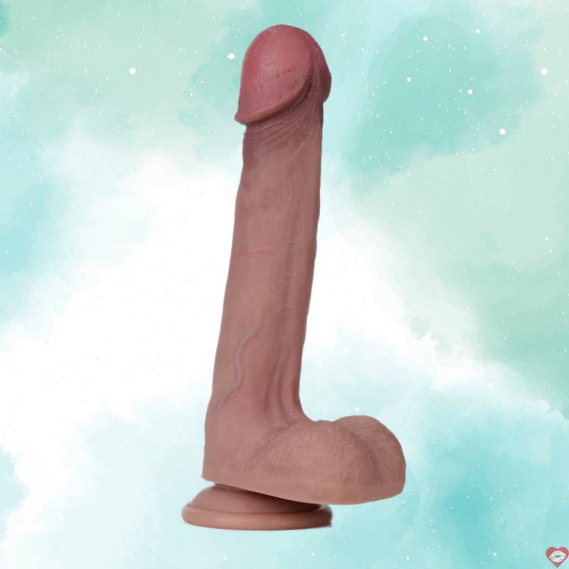 Cu giả Lovetoy 9 inch dual layered 2 lớp gân guốc có đế hít tường