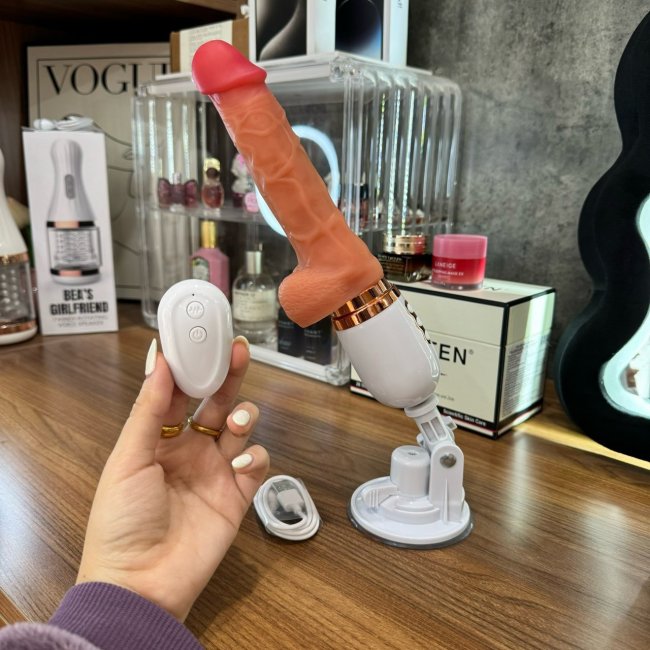 Dương vật gắn tường rung thụt điều khiển từ xa siêu mềm kích thích mạnh