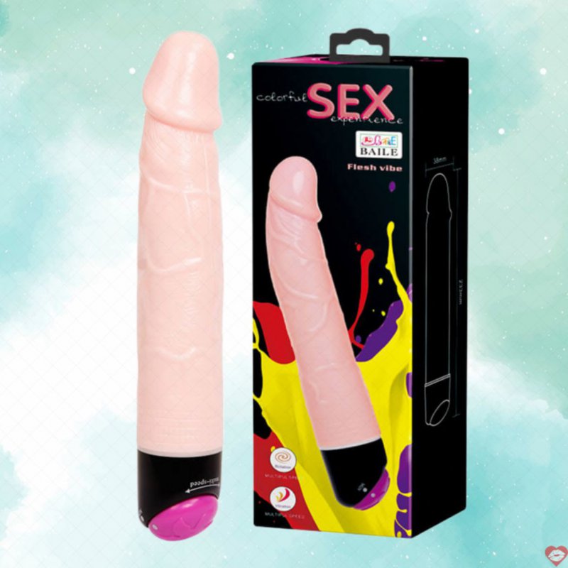 Dương vật giả Baile 2 pin rung ngoáy silicon mềm mại, đa chế độ 