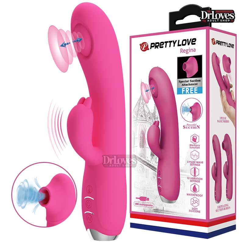 Dương vật giả PrettyLove Regena cao cấp 12 chế độ rung mạnh mẽ chống nước