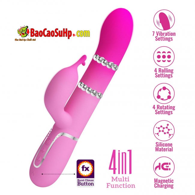 Dương Vật Giả Tai Thỏ PRETTY LOVE 4 In 1 Rung Xoay Mạnh Mẽ Siêu Phê