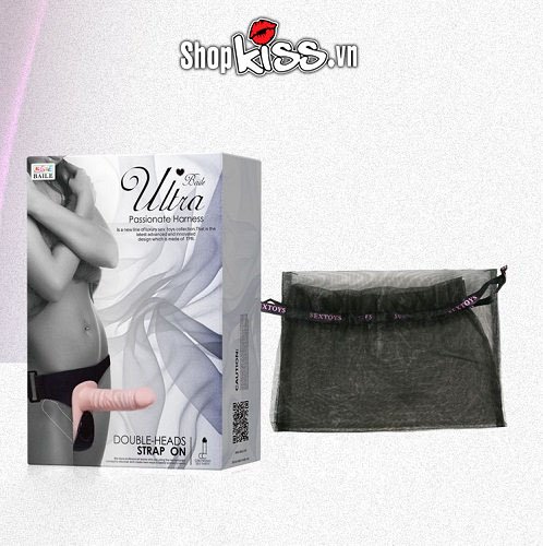 Dương vật dây đeo 2 đầu có rung cho les