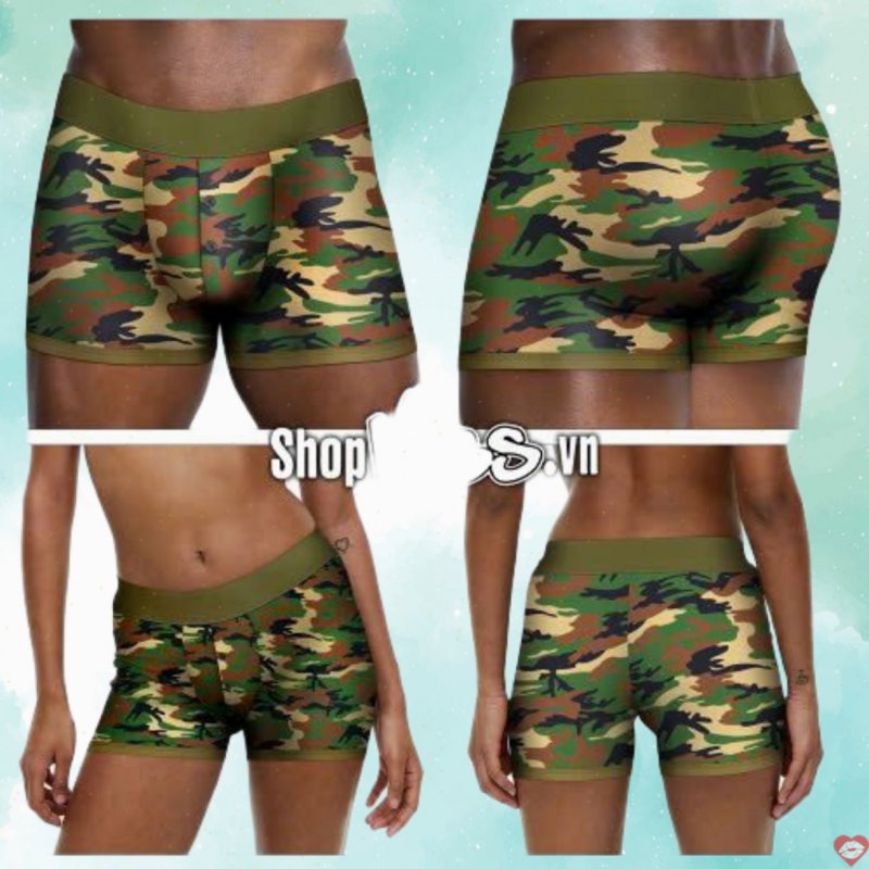 Quần short gắn dương vật Lovetoy Ingen Camo Strapon cao cấp co giãn tốt 