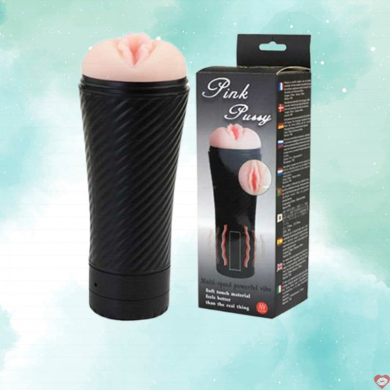 Âm đạo giả cốc Pink Pussy 7 chế độ rung silicon ABS kích thích 