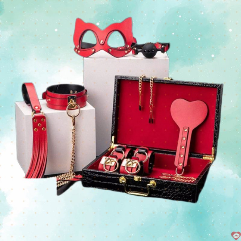 BDSM sextoy bạo dâm cao cấp 8 món màu đỏ