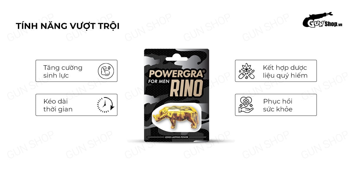  Bán Viên uống phục hồi sinh lý kéo dài thời gian Powergra For Men Rino - Vỉ 1 viên giá tốt